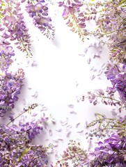 Purple Wisteria Flowers Spring Blossom Floral Background Falling Petals