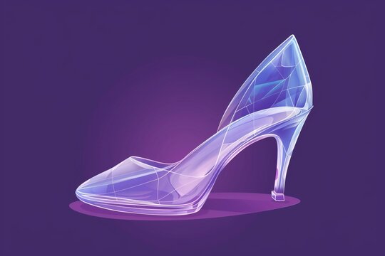 A magical glass slipper radiates with a crystalline glow, invoking fairytale dreams and Cinderella's charm.