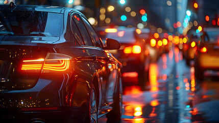 Immersive Nighttime City Traffic Scene with Vibrant Lighting and Textures