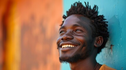 African Man Stealing a Glimpse and Smiling Warmly Generative AI