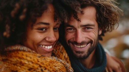 Joyful Alternative Couple Embrace in a Warm Hug Generative AI