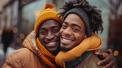 Joyful Alternative Couple Embrace in a Warm Hug Generative AI - obrazy, fototapety, plakaty