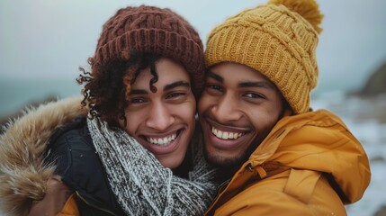Joyful Alternative Couple Embrace in a Warm Hug Generative AI - obrazy, fototapety, plakaty