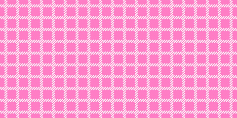 Windowpane plaid pink and white seamless pattern with narrow lines
