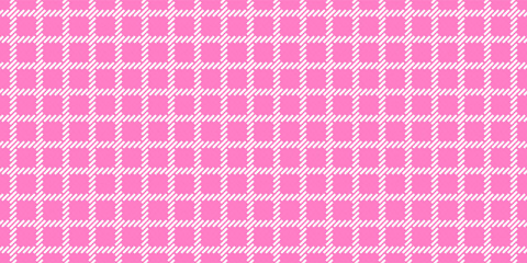 Windowpane plaid pink and white seamless pattern with narrow lines