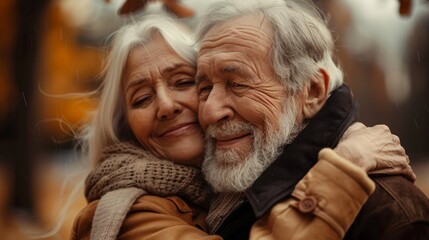 Elderly Couple Sharing a Warm Embrace Generative AI - obrazy, fototapety, plakaty