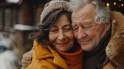 Elderly Couple Sharing a Warm Embrace Generative AI