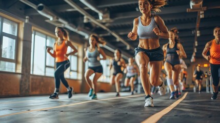 Group of People Exercising in a Modern Gym Generative AI