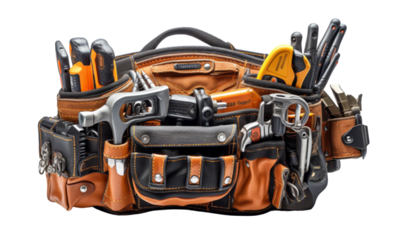 A tool belt overflowing with a variety of tools for any project or task