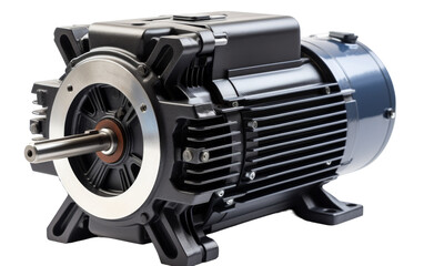 An electric motor hums softly on a stark white background