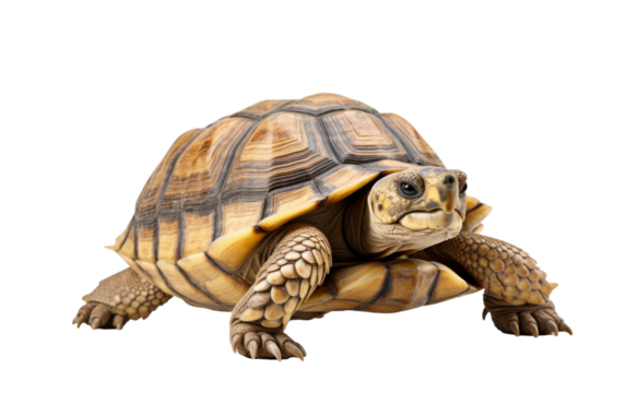 A small turtle peacefully exploring a vast white universe