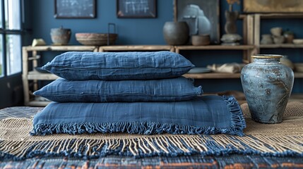 Close Up of a Blue Pillows