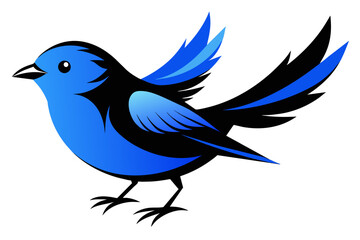  silhouette image,Blue bird,vector illustration,white background 