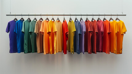 Variety of casual shirts on hangers