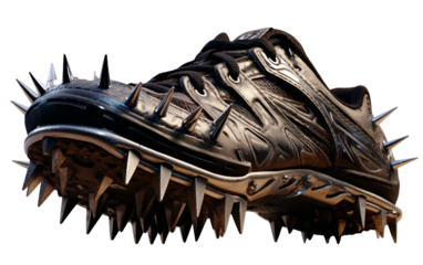 A dynamic pair of shoes adorned with sharp spikes, ready to make a bold statement wherever they go