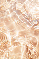Golden hues highlight the intricate patterns formed by water ripples on sandy surface, offering an abstract and serene visual