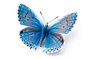 Beautiful Leona’s Little Blue butterfly isolated on a white background with clipping path