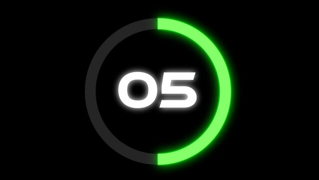 Modern Countdown Ten Seconds Animation Video from 10 to 0 Seconds with Glow Effect and Dark Background. Futuristic Glowing Design. 4K UHD
