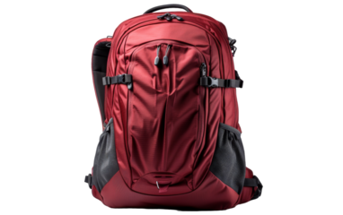 A vibrant red backpack with two sturdy straps, ready for adventure