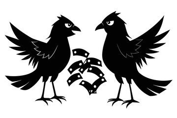  silhouette image,Cash bird,vector illustration,white background