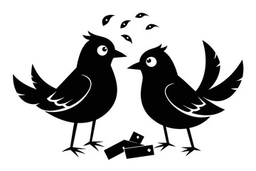 silhouette image,Cash bird,vector illustration,white background