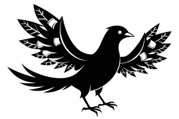  silhouette image,Cash bird,vector illustration,white background