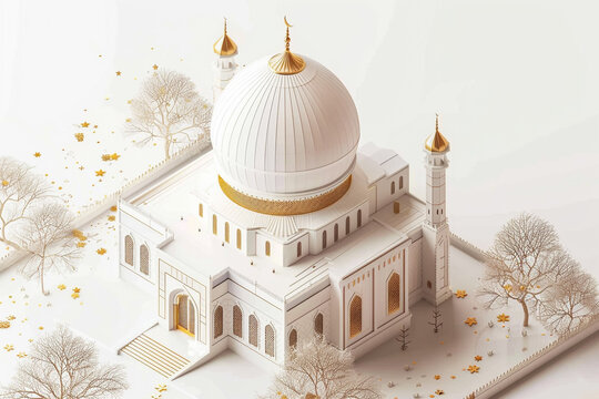 realistic grand mosque 3d render