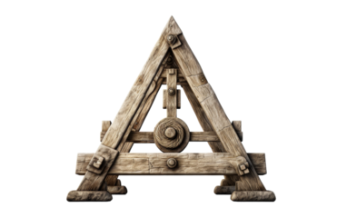 A wooden triangle shape sitting on a pristine white background