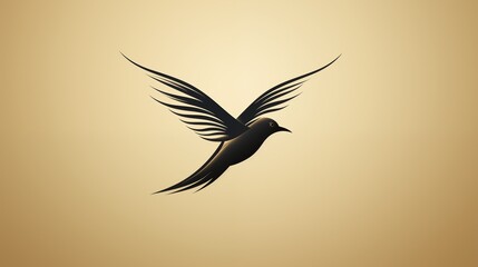 A minimalist logo icon featuring a single, graceful bird in flight.
