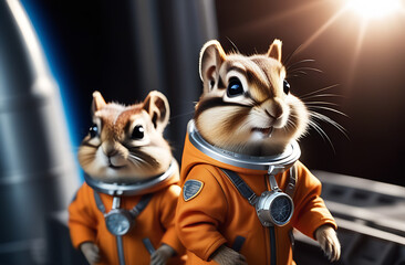 Chipmunk astronaut. cartoon chipmunk