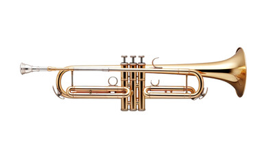 Obraz premium A shiny brass trumpet displayed elegantly on a white background