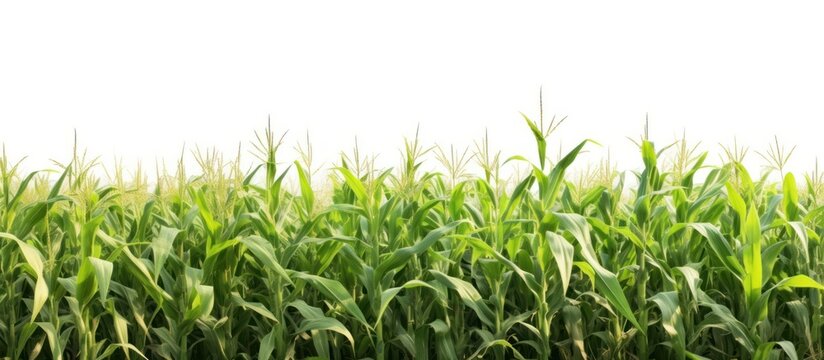A selective focus picture of corn cob in organic corn field. AI generated