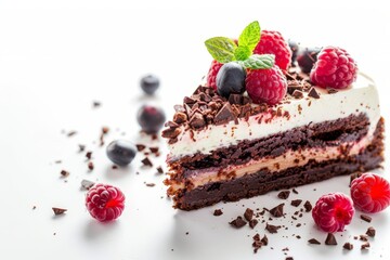 Fresh homemade cake on white background