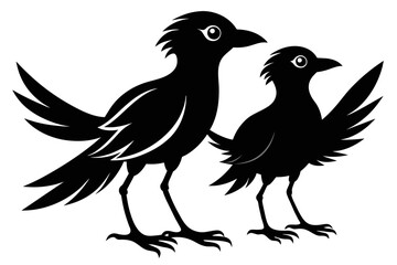  silhouette image,Dewey bird,vector illustration,white background