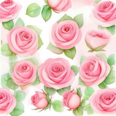 watercolor-style illustration features pink roses.