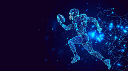 Running Sprint Football Player Blue Network Wallpaper AI generated	