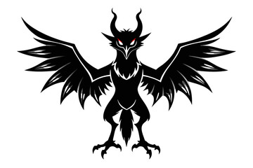 silhouette image,Diablo bird,vector illustration,white background