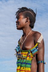 South Ethiopia, in the Omo Valley a beautiful young unmarried woman from Turmi. 17 february 2024