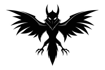 silhouette image,Diablo bird,vector illustration,white background