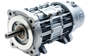 An electric motor isolated on a white background, showcasing modern technology and clean energy