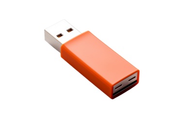 A close-up view of a USB device against a white backdrop