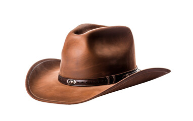 A stylish brown cowboy hat featuring a rugged leather band, exuding charm and sophistication