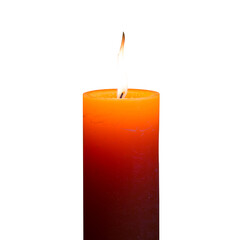 Burn candle with flame light isolated on white background