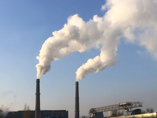 Smoke pollution from factory pipes