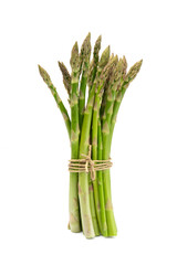 Fresh green asparagus on the white background