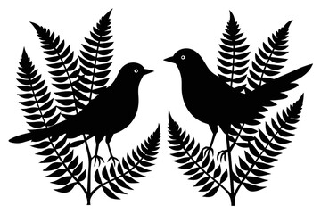 silhouette image,Fern bird,vector illustration,white background