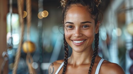Fit Young Woman Positive and Ready for Gym Workout Generative AI
