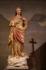Religious statue in the basilica of the town of Carcassonne in the south of France