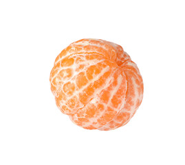 Peeled fresh ripe tangerine isolated on white