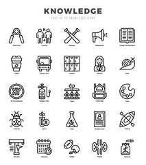 Vector icons set of Knowledge. Lineal style Icons. - obrazy, fototapety, plakaty